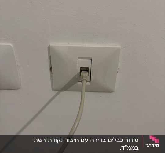 שקע רשת עם כבל מחובר לקיר